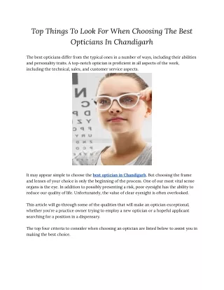 Top Things To Look For When Choosing The Best Opticians In Chandigarh