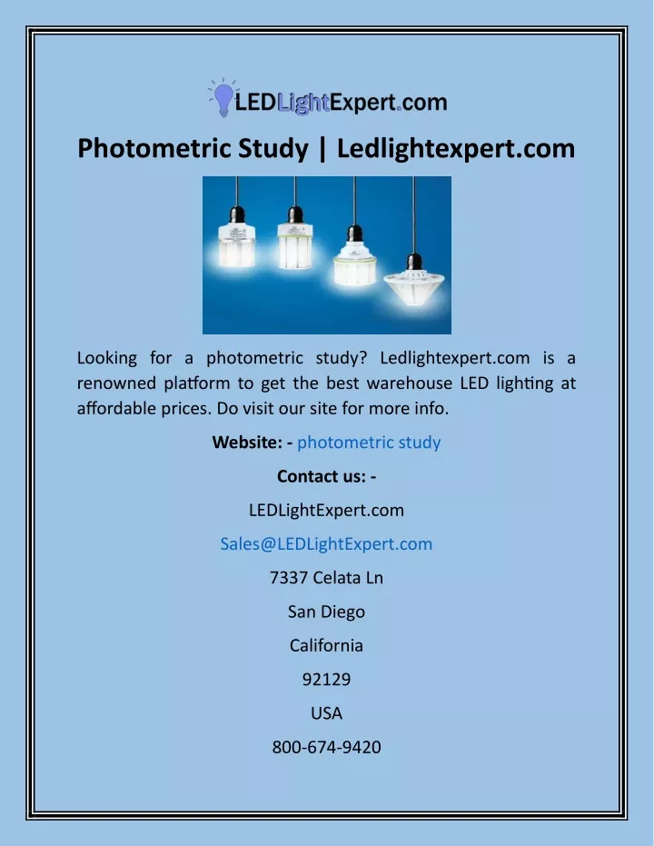 photometric study ledlightexpert com