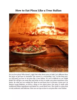 How to Eat Pizza Like a True Italian