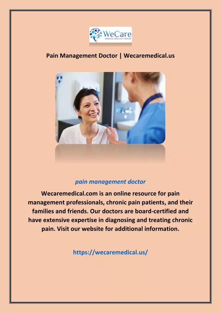 pain management doctor wecaremedical us