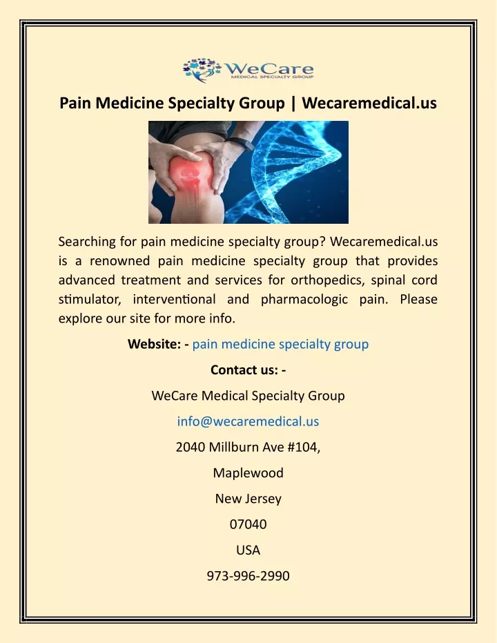 pain medicine specialty group wecaremedical us