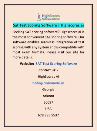 Sat Test Scoring Software | Highscores.ai