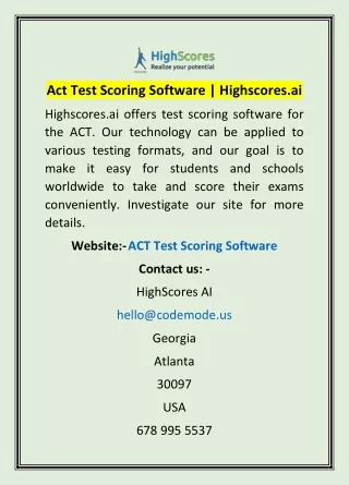 Act Test Scoring Software | Highscores.ai