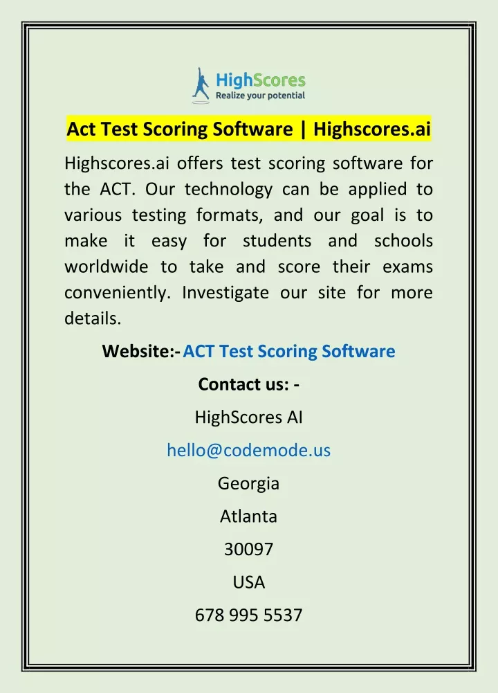 act test scoring software highscores ai