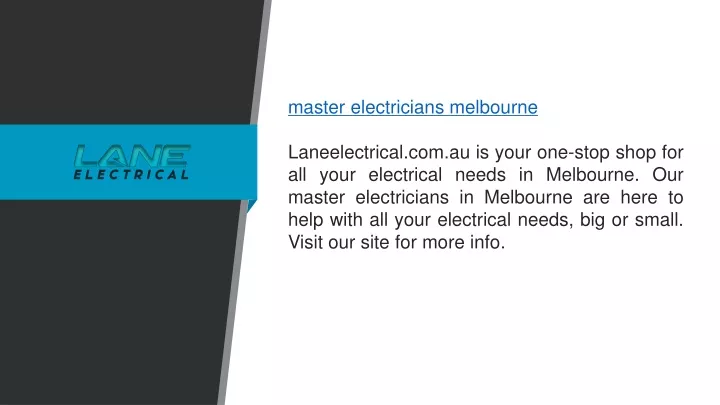 master electricians melbourne laneelectrical