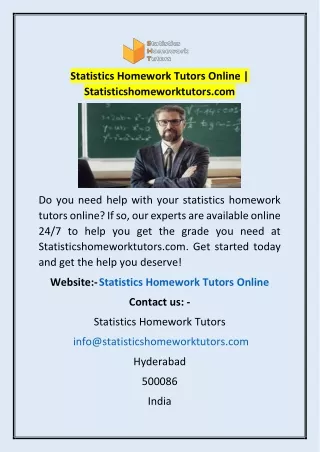 Statistics Homework Tutors Online | Statisticshomeworktutors.com