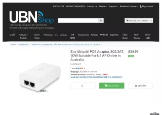 Buy Ubiquiti POE Adaptor, 802.3AT, 30W Suitable For U6 AP Online in Australia