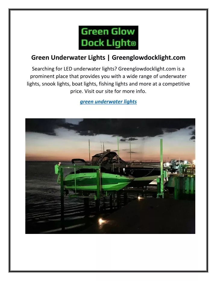 green underwater lights greenglowdocklight com