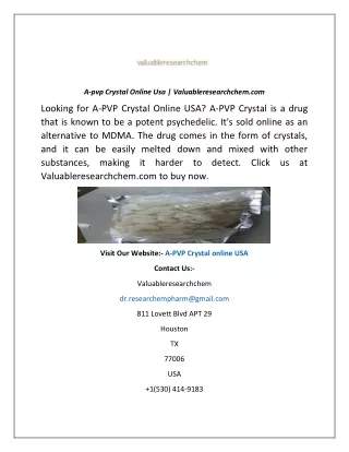 A-pvp Crystal Online Usa Valuableresearchchem