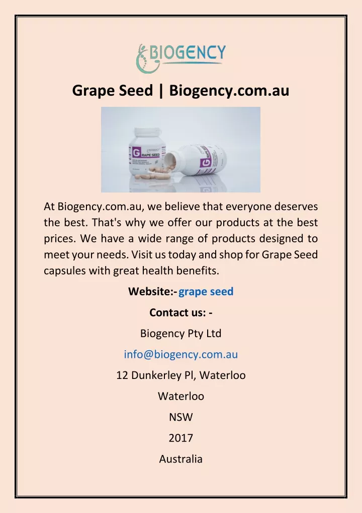 grape seed biogency com au