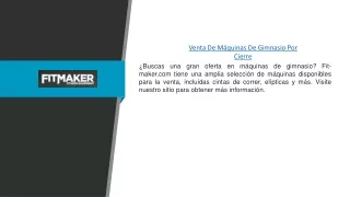 Venta De Máquinas De Gimnasio Por Cierre | Fit-maker.com