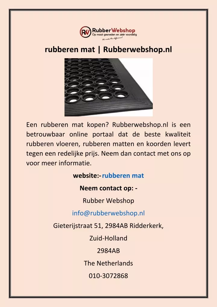 rubberen mat rubberwebshop nl