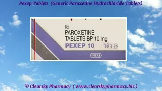 pexep tablets generic paroxetine hydrochloride