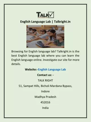 English Language Lab | Talkright.in
