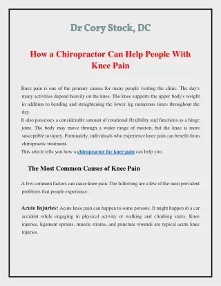 How a Chiropractor Can Help People With Knee Pain