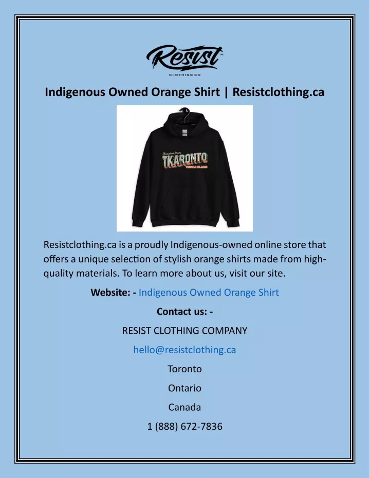 indigenous owned orange shirt resistclothing ca