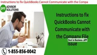 instructions to fix quickbooks cannot communicate with the compa