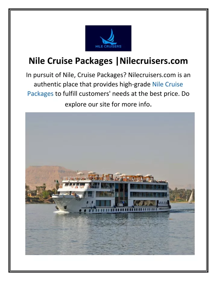 nile cruise packages nilecruisers com