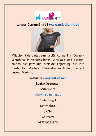 Langes Damen-Shirt | www.mifadiprint.de
