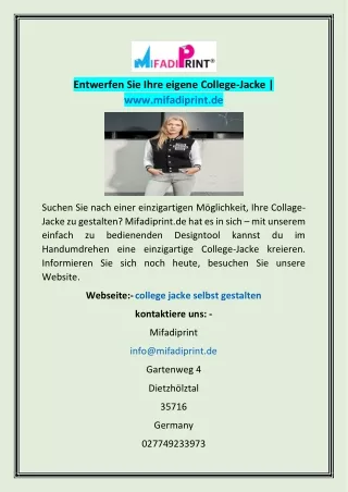Entwerfen Sie Ihre eigene College-Jacke | www.mifadiprint.de