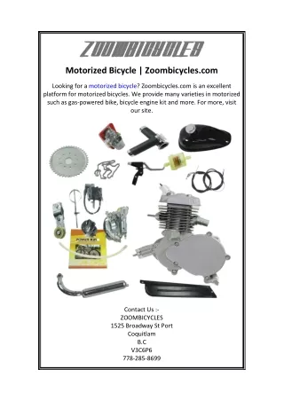 Motorized Bicycle  Zoombicycles.com