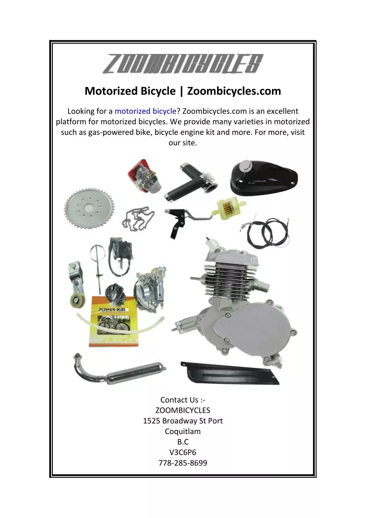 motorized bicycle zoombicycles com