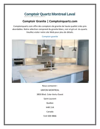 Comptoir Granite  Comptoirquartz.com
