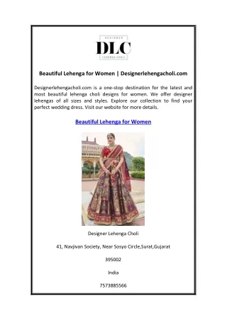 Beautiful Lehenga for Women  Designerlehengacholi.com