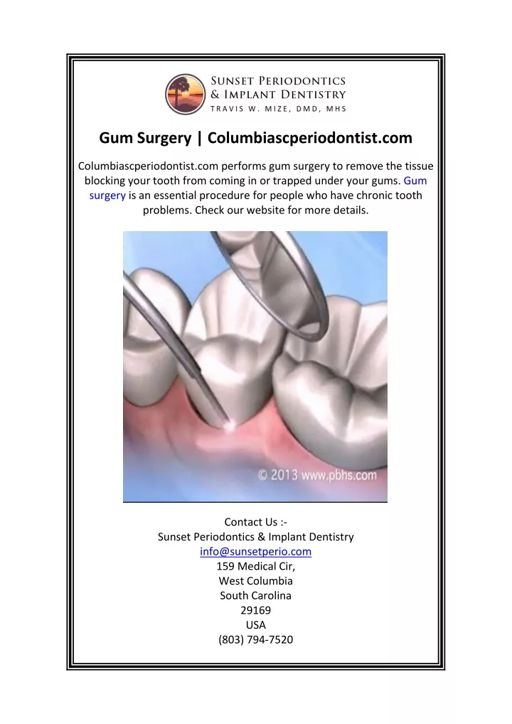 gum surgery columbiascperiodontist com