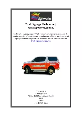truck signage melbourne yarrasignworks com au