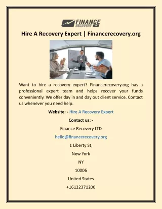 Hire A Recovery Expert  Financerecovery.org
