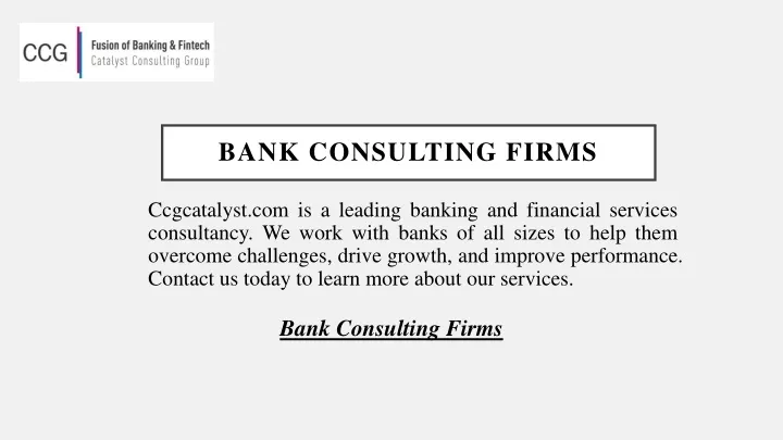 bank consulting firms