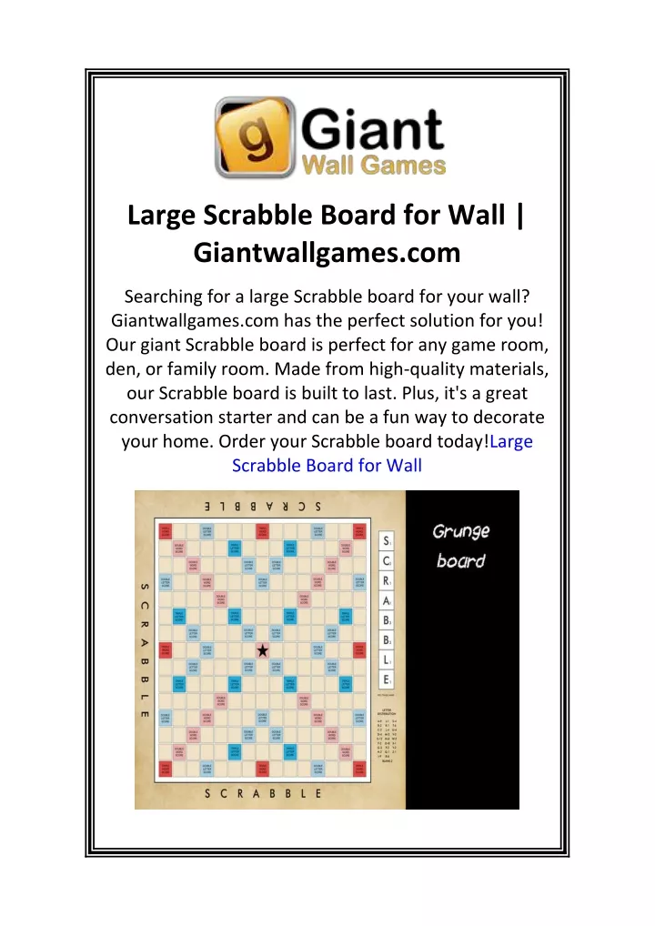 large scrabble board for wall giantwallgames com