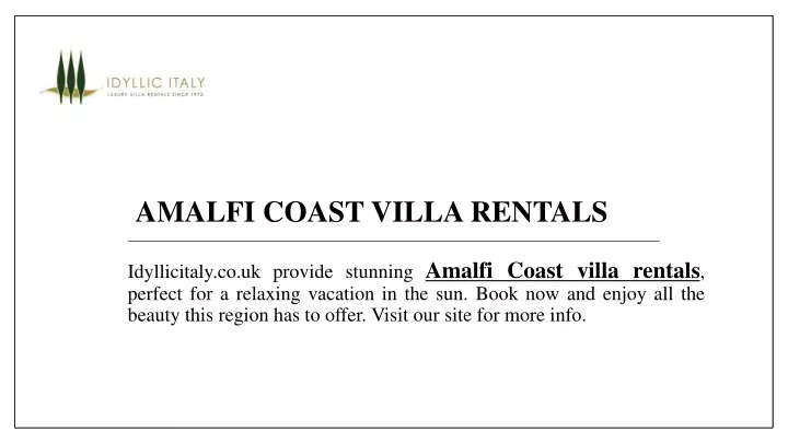 amalfi coast villa rentals