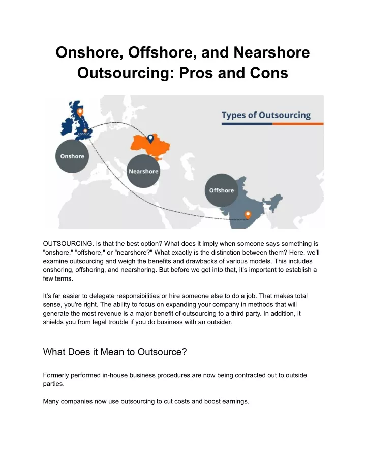 onshore offshore and nearshore outsourcing pros