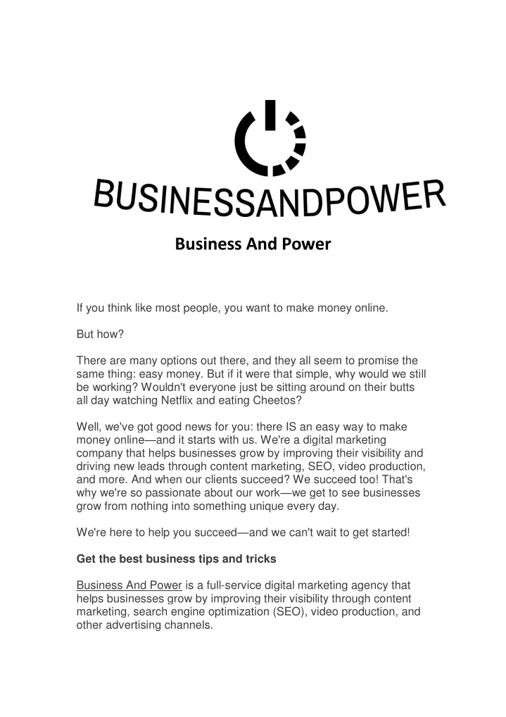 business and power