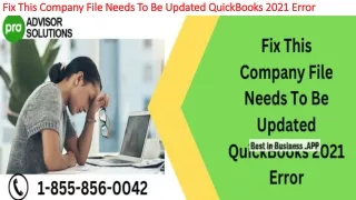 fix this company file needs to be updated quickbooks 2021 error