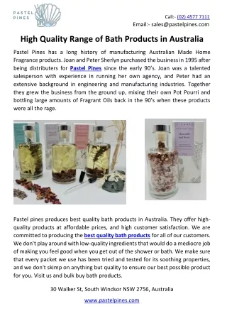 High quality range of bath products in Australia