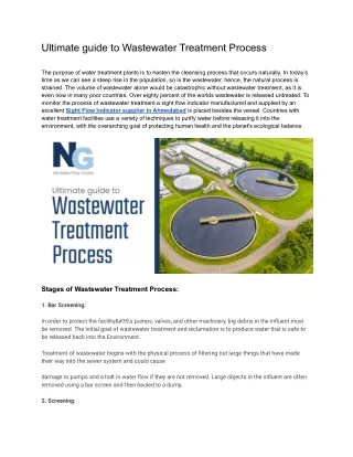 Ultimate guide to Wastewater Treatment Process