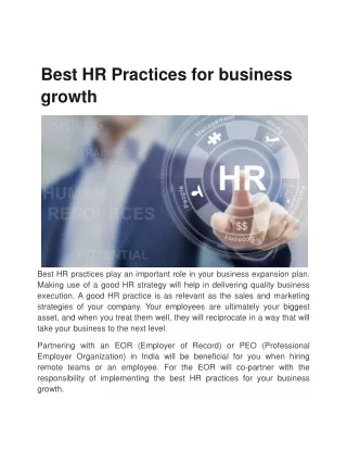 best hr practices for business growth