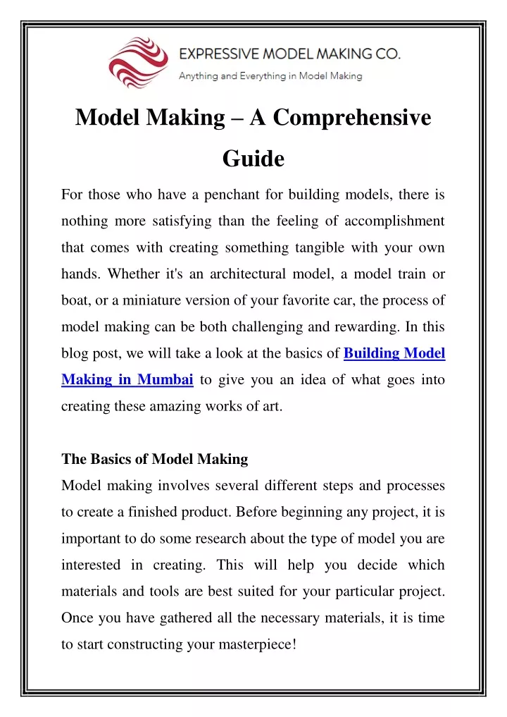 model making a comprehensive