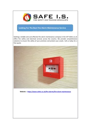Looking For The Best Fire Alarm Maintenance Service