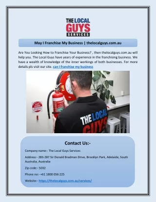 May I Franchise My Business | thelocalguys.com.au