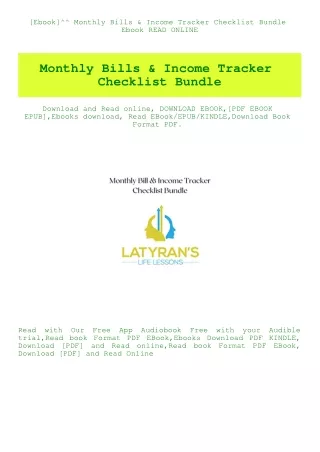 [Ebook]^^ Monthly Bills & Income Tracker Checklist Bundle Ebook READ ONLINE