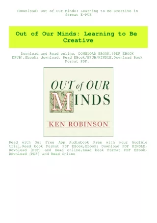 (Download) Out of Our Minds Learning to Be Creative in format E-PUB