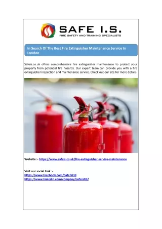 In Search Of The Best Fire Extinguisher Maintenance Service In London