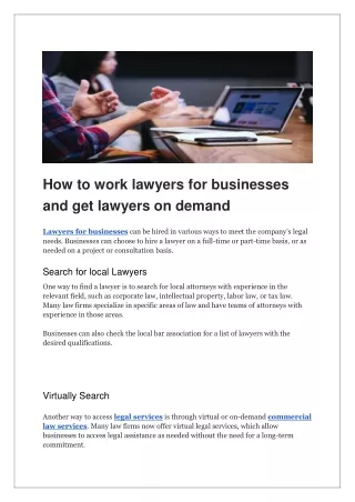 How to work lawyers for businesses and get lawyers on demand