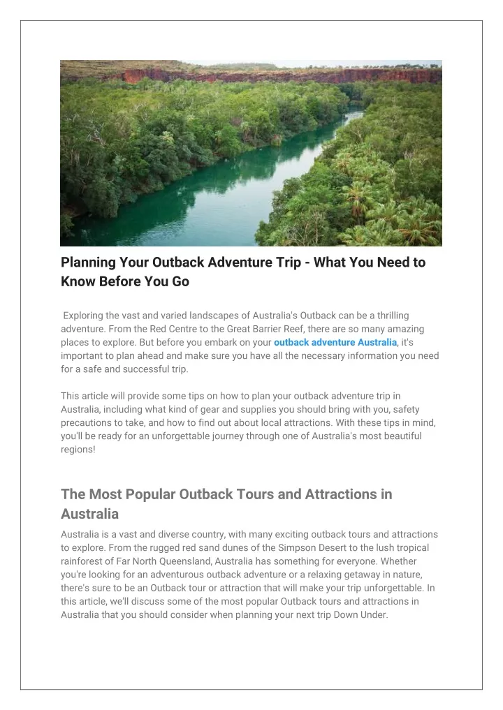 planning your outback adventure trip what