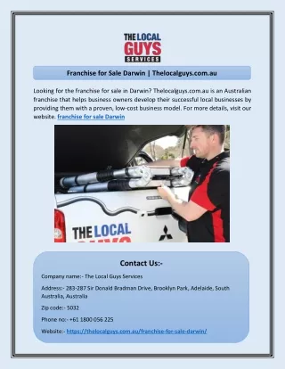 Franchise for Sale Darwin | Thelocalguys.com.au