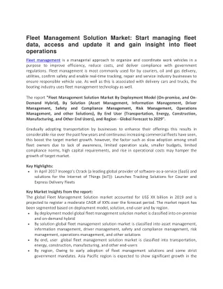 fleet management solution market start managing